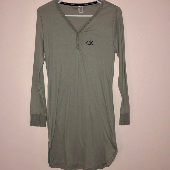 Calvin Klein Grey Sleepwear Knit Nightgown SMALL - Picture 3 of 5